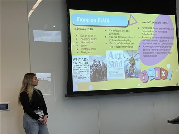 A U of O Journalism college student talks to HS students